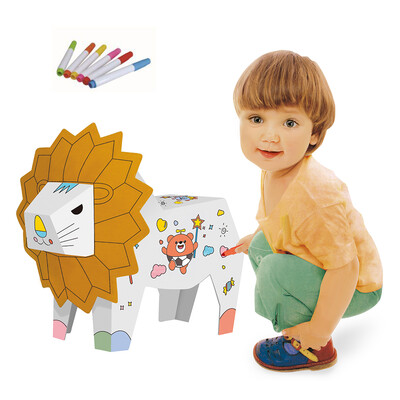 

DIY 3D Paper Folding Craft Elephant Kit Built&Paint Cardboard Puzzle Building Toy Decoration Educational Kids Toys For Age 23