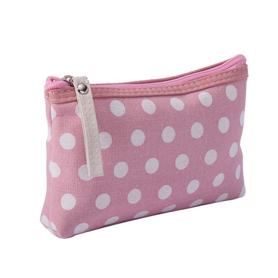 

Gobestart Polka Dot Fabric Zipper Purse Multi-function Canvas Card Package Key Bag Mobile