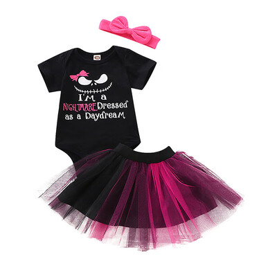 

Newborn baby girl clothes baby girls clothing sets summer Letters baby girl rompers with lace skirt with headbands