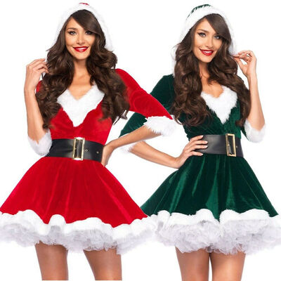 

Popular Ladies Santa Claus Xmas Costume Cosplay Outfit Waistbelt Fancy Dress A