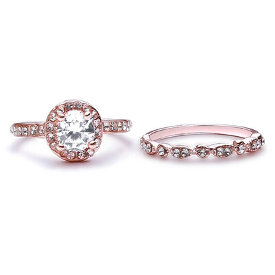 

Rose Gold Filled Pink White Zircon Wedding Gift Engagement Ring