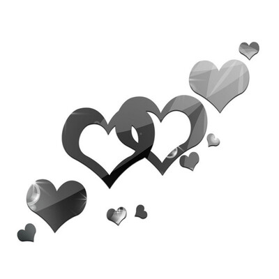 

3D Heart Shape Mirror Wall Stickers Removable Wall Stickers Living Room Art Decal Decoration
