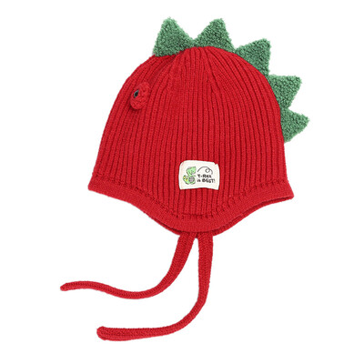 

Cute Winter Newborn Cute Warm Kids Girls Boys Baby Dinosaur Design Hats Knitted Wool Hemming Caps