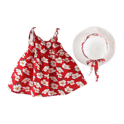 

Newborn Toddler Girls Summer Floral Tutu Dress Vestidos Kids Baby Girl Princess Dresses Sundress Hats Cute Sweet Clothing Set