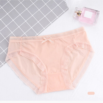 

Women Thin Sexy Lace Decoration Briefs Panties Fashion Sweet Mid Rise Solid Color Fashion Trend Panties