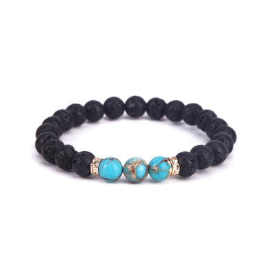 

New Products Lava Stone Beads Natural Stone Bracelet Men Jewelry Stretch Yoga Bracelet