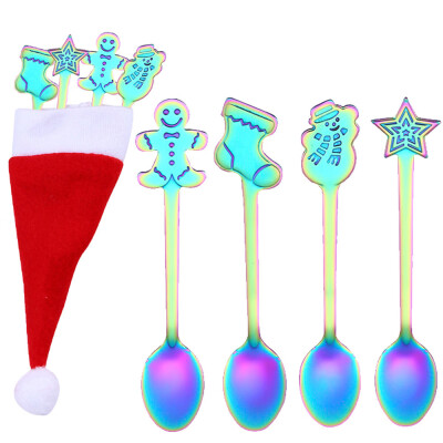 

Toponeto 4PCS Christmas Colorful Spoon Handle Spoons Flatware Ice Cream Drinking Tools BK