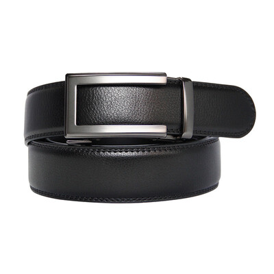 

BPSTAR Mens Automatic Buckle Genuine Leather Mens Ratchet Holeless Belt Business High Quality Mens Real Belt for Pants