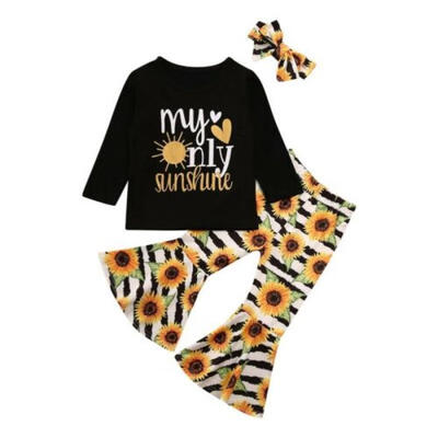 

AU Toddler Kid Baby Girl Clothes Shirt Top Long Pants Headband Outfits Tracksuit