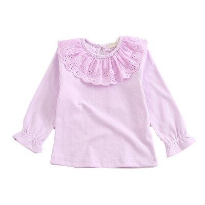 

Lace Autumn Long Sleeve Girl T-shirt Fashion Cotton Children Clothing Doll Collar Girl T-shirt Baby Clothes