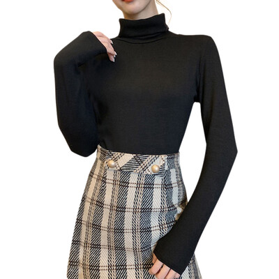 

Knit Bottoming Sweater Women Autumn And Winter Casual Temperament Sweater Fashion New High Collar Slim Sweater Solid Color