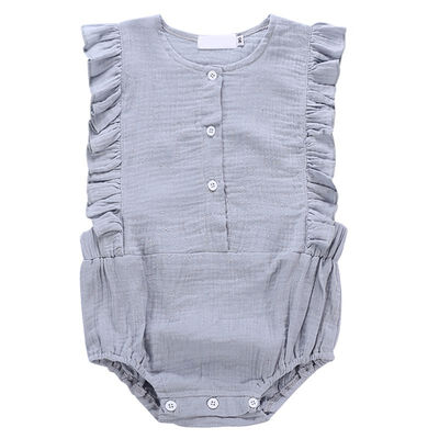 

Summer Baby Girl Romper Solid Single Breasted Clothes Infant Sleeveless Jumpsuit Outfits for Girls