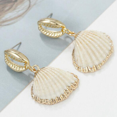 

Bohemian Statement Shell Drop Earrings Sea Shell Earrings For Women Metal Shell Cowrie Earrings Summer Beach Jewelry