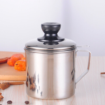 

Stainless Steel Oil Container With Strainer Oil Pot Filter Mug Home Kichen Tool