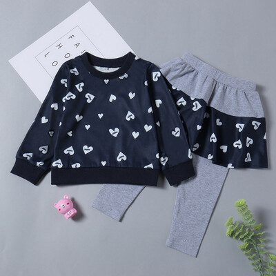 

Baby Girls Autumn Warm Print Pattern SweatshirtPants Sets New Kids Children Long Sleeve Soft Cotton Casual Clothing 2pcs Sets