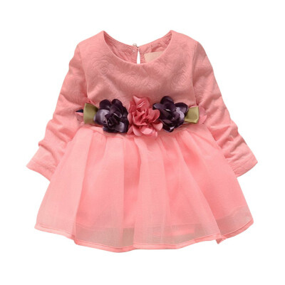 

Childrens Princess Dress Autumn Long Sleeve Tutu Dress Floral Baby Birthday Party Dresses Children Cotton Girls Dressing