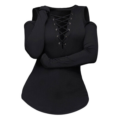 

Plus Size Cold Shoulder Criss Cross Plunge Ribbed Knitwear