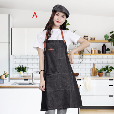 

Toponeto Kitchen Coffee Shop High-grade Leather Korean Version Of The Hanging Neck Denim