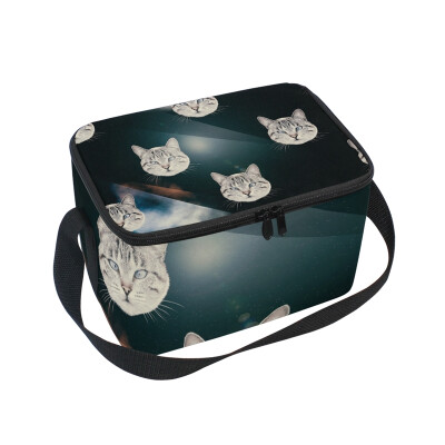 

ALAZA Lunch Box Insulated Space Cat Lunch Bag Large Cooler Tote Bagfor Men Women