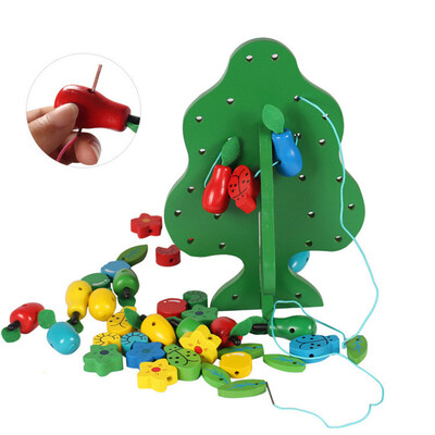 

YIWULADIY Colourful Wooden Fruit Tree Toy House Stringing Beads Toys For Children