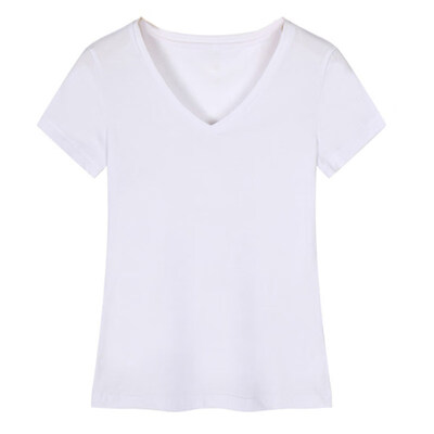 

Casual Women Solid Color V Neck Short Sleeve T-Shirt Summer Slim Fit Basic Top
