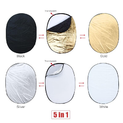 

Andoer 35" 47" 90 120cm Oval 5 in 1 Gold Silver White Black Translucent Multi Portable Collapsible Studio Photo Photog