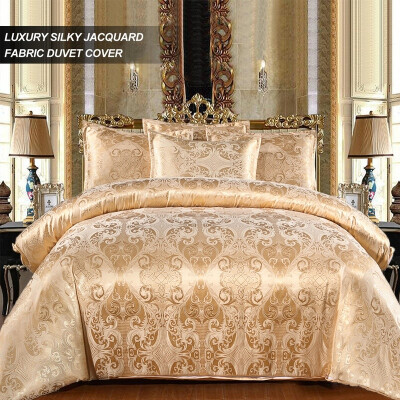 

Luxury Silky Jacquard Fabric Duvet Cover & Pillow Shams Set Single Double King Size Bedding Set