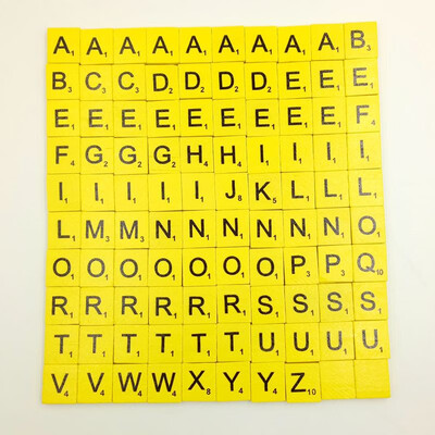 

〖Follure〗100 Wooden Scrabble Tiles Black Letters Numbers For Crafts Wood Alphabets
