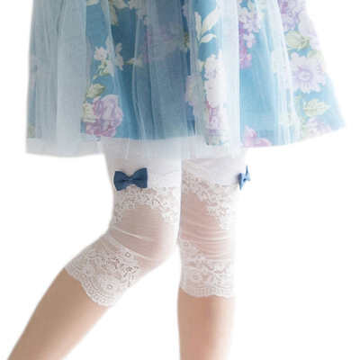 

Fashion Baby Girls Lovely Lace Bowknot Design Calf-Length Pants Cotton Stretch Summer Leggings 2019 New