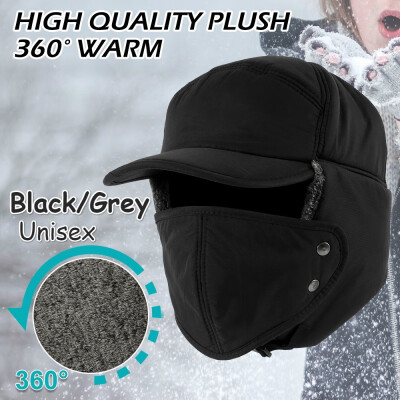 

Unisex 3 In 1 Thermal Fur Lined Trapper Hat with Ear Flap Full Face Mask Neck Warmer Windproof Snowproof Winter Warm