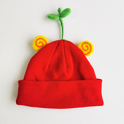 

Infantile Autumn Winter Baby Cute Hats Kids Wool Cartoon Knitted Hemming Caps Headwears 1-5Y