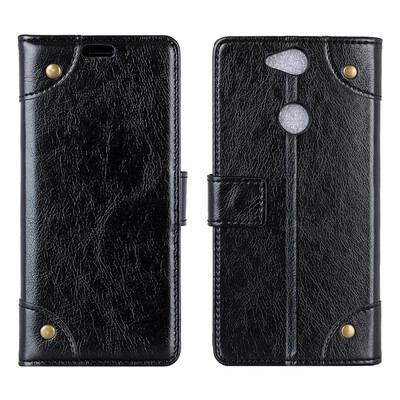 

MOONCASE Sony Xperia XA2 Plus Copper Buckle Napa Leather Case - Black