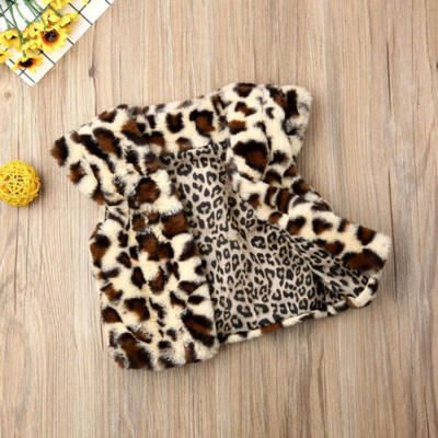 

Cute Toddler Kids Baby Girl Warm Fuzzy Leopard Vest Coat Jacket Fur Waistcoat