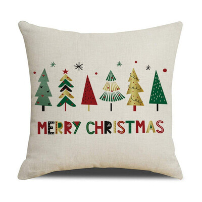 

Merry Christmas Day Cushion Covers Square Santa Claus Pillow Cases Home Decorative Sofa Throw Pillows Covers