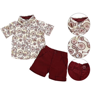 

Summer Children Baby Boys Casual Short Sleeve Print Shirt TopsShorts Costume Sets