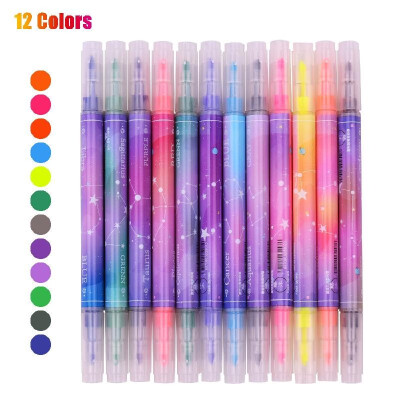 

12 Colors Creative Starry Double-Ended Gel Highlighter Marker Painting Pen Light Colors for Journals Diaries Hand Account Highli