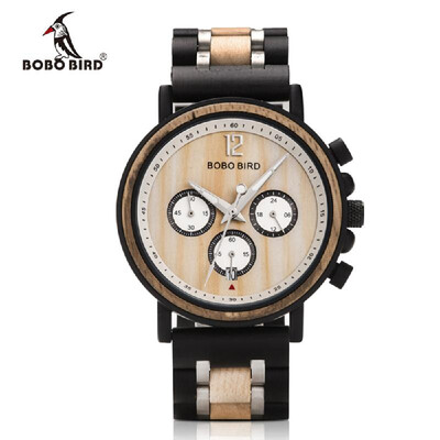 

BOBOBIRD S18 Men Quartz Watch Wooden Band Fashion Multifunction Wristwatch 3ATM Luminous Display Chronograph Calendar Date Display