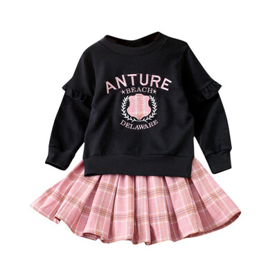 

Baby Girls Dress Long Sleeve CottonBlouse Tops Plaid Skirts Ball Dress Cute Girls Dress Autumn Children Girls Clothing Set
