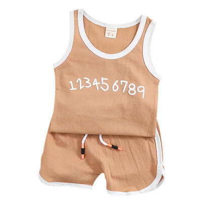 

Baby Boys letter Number Print Tops Blouse VestShorts Children Casual Outfits Sets kids Clothes Set