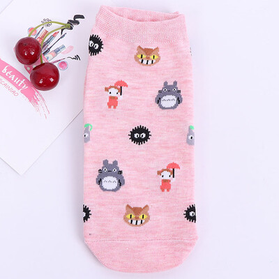 

Cute Cartoon Totoro Socks Spirited Away Ghibli Miyazaki Anime Women Socks Harajuku Summer Totoro Stripes Funny Ankle Socks