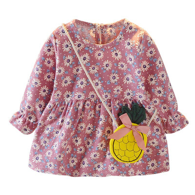 

New Girls Dress 2018 Autumn Baby Floral Long-sleeved Dress Children Clothing Baby Girls Clothes 1-4Y