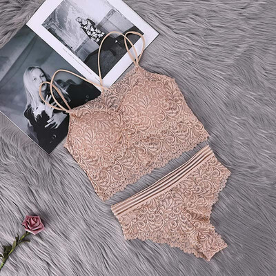 

Hot Lace Sexy Bra Set Push Up Wire Free Bralette Lingerie Women underwear Solid Color Full Cap Bra Sets White Black Apricot