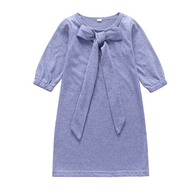 

Spring Autumn New Infant Baby Kids Girls Cotton Long Sleeve Dress Casual Fashion Solid Color Bowknot Comfortable Princess Dress