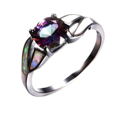 

Black Rainbow Rings For Women Fashion Jewelry Unique Party Natural Stone Ring