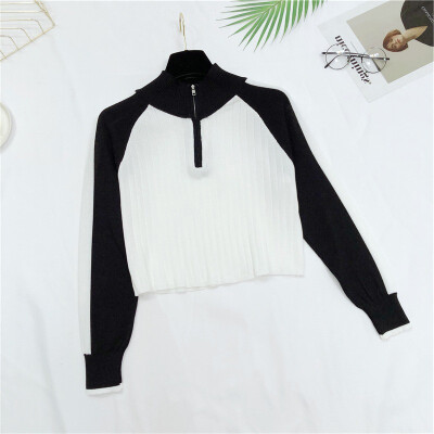

Fashion Turtleneck Sweater Women Spring Autumn Zipped Knitted Pullover patchwork Slim Soft Jumper Sweater Female Knit Tops