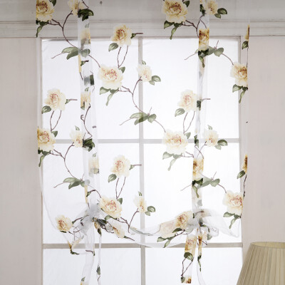 

Floral Curtains short kitchen sheer short curtains roman blinds door modern tulle fabrics valance 14m16m