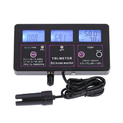 

New Professional 6 in 1 Multi-parameter Water Testing Meter Digital LCD Multi-function Water Quality Monitor pH RH EC CF T