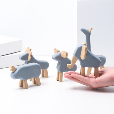 

Cute Animal Desktop Figurine Elk Rhinoceros Giraffe Micro Crafts Ornament Miniatures DIY Home Garden Decoration
