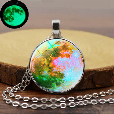 

Full Moon Glow In The Dark Pendant Necklace Luminous Moon Silver Chain Jewelry