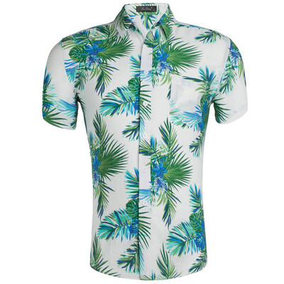 

Tailored Summer Casual Fashion Mens 3D Color Print Trend Color Short-sleeved Shirt Blouse